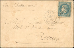 29 - LE GARIBALDI. 20c. Lauré Obl. étoile 12 S/carte Frappée Du CàD De PARIS - BT BEAUMARCHAIS Du 20 Octobre 1870 à Dest - Guerra Del 1870