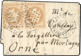 28 - LE VAUBAN. Paire Du 10c. Lauré Obl. GC 2793 S/lettre Frappée Du CàD De PARIS - PASSY-LES-PARIS Du 24 Octobre 1870 à - Guerra Del 1870