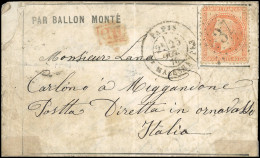 31 - LE VAUBAN. 40c. Lauré Obl. étoile 37 S/lettre Frappée Du CàD De PARIS - B. MALESHERBES Du 25 Octobre 1870 à Destina - Guerra Del 1870