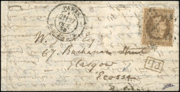 30 - LE COLONEL CHARRAS. 30c. Lauré Obl. étoile S/lettre Frappée Du CàD De PARIS - R. D'ANTIN Du 27 Octobre 1870 à Desti - Guerra Del 1870