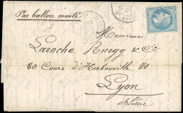 29 - LE FULTON. 20c. Lauré Obl. étoile S/lettre Frappée Du CàD De PARIS - BD BEAUMARCHAIS Du 30 Octobre 1870 à Destinati - Guerra Del 1870