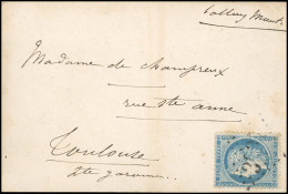 37 - Pli Confié LE VILLE DE CHATEAUDUN. 20c. Siège Obl. GC 3997, De TOURS, S/carte Du 4 Novembre 1870 à Destination De T - Guerra Del 1870