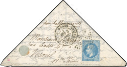 29 - LE VILLE DE CHATEAUDUN. 20c. Lauré Obl. S/lettre Pliée En Triangle Dit Rollier Frappée Du CàD De PARIS Du 5 Novembr - Guerra Del 1870