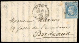 29 - LE GENERAL UHRICH. 20c. Lauré Obl. étoile 2 S/lettre Frappée Du CàD De PARIS - R. ST-LAZARE Du 16 Novembre 1870 à D - Guerra Del 1870