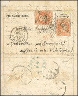 31 - LE POSTE DE PARIS. 40c. Lauré (x2) Obl. S/formule Imprimé Frappée Du CàD De PARIS Du 17 Janvier 1871 à Destination  - Guerra Del 1870