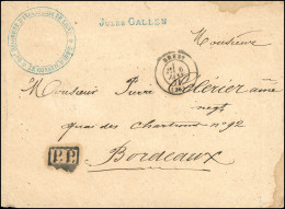 Lettre En Franchise Frappée Du Grand Cachet Bleu "9E REGIMENT D'INFANTERIE DE LIGNE * LE CONSEIL D'ADM°" Frappée Du CàD  - Guerra Del 1870