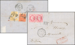 32 - ALEXANDRETTE. Paire Du 80c. Lauré, Obl. GC 3079 S/lettre Frappée Du CàD Perlé D'ALEXANDRETTE - SYRIE Du 18 Septembr - 1849-1876: Periodo Classico