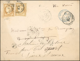 55 - CONSTANTINOPLE. 15c. Lauré X 2 Obl. CàD De CONSTANTINOPLE - TURQUIE Du 4 Octobre 1876 S/lettre Frappée Du Cachet Bl - 1849-1876: Periodo Classico