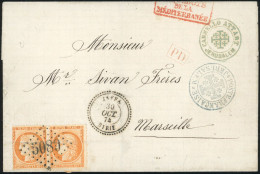 38 - JAFFA. 40c. Orange, Obl. 5089 S/lettre Portant Le CàD De JAFFA Du 30 Octobre 1874 à Destination De MARSEILLE. Cache - 1849-1876: Periodo Classico