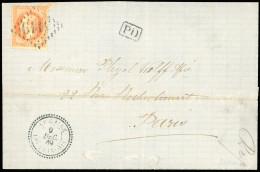 31 - LE CAIRE. 40c. Lauré Obl. GC 5119 S/lettre Frappée Du CàD Perlé LE CAIRE Du 9 Décembre ---9 à Destination De PARIS. - 1849-1876: Periodo Classico
