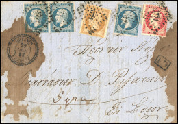 13+14+17 - METELIN. 10c. + 20c. X 3 + 80c. Empire Non Dentelé Obl. PC 3771 S/lettre (fatiguée) Frappée Du CàD De METELIN - 1849-1876: Periodo Classico