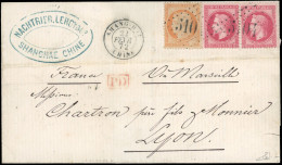 32+38 - SHANGHAI. 80c. Lauré X 2 + 40c. Siège Obl. GC 5104 S/lettre Frappée Du CàD De SHANGHAI - CHINE Du 22 Février 187 - 1849-1876: Periodo Classico