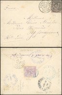 97+CHINEn°5 - SHANGHAI. 25c. Sage Obl. CàD De SHANGHAI - CHINE Du 22 Janvier 1892+ Au Verso Un 3c. Violet De Chine S/let - 1849-1876: Periodo Classico