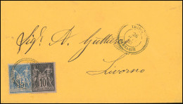 89+90 - TRIPOLI - BARBARIE. 10c. + 15c. Sage Obl. S/lettre Frappée Du Cachet Perlé TRIPOLI - BARBARIE Du 28 Juin 1883 à  - 1849-1876: Periodo Classico