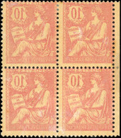 Delcampe - 124b - 10c. Mouchon Rose. Bloc De 4. Impression Recto/verso. 2 Timbres **. Petit BdeF. SUP. - Autres & Non Classés