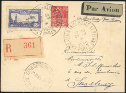 6c - 1F.50 Outremer, Perforé EIPA30, Obl. S/carte Postale Recommandée Numérotée De L'exposition Avec Bordure Orange, Fra - Otros & Sin Clasificación