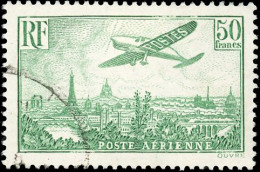 14 - 50F. Avion Survolant Paris Vert-jaune. Obl. SUP. - Otros & Sin Clasificación
