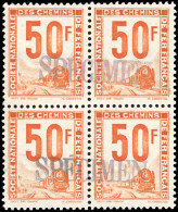 37afa - 50F. Orange. Locomotive à Vapeur. Bloc De 4. Surcharge SPECIMEN. Cote Maury. SUP. - Other & Unclassified