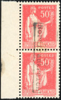 6 - COUDEKERQUE. 50c. Type Paix Rose-rouge. Paire Verticale Avec BdeF. TB. - War Stamps