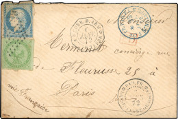 2+45 - 5c. Aigle + 20c. Bordeaux (déf.) Obl. S/lettre Frappée Du CàD Du CORR. D'ARM * BASSE-TERRE Du 6 Janvier 1872 Et D - Altri & Non Classificati