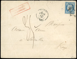 23 - 25c. Bleu Obl. étoile S/lettre Frappée Du CàD Avec Section De Levée De PARIS (60) Du 18 Mai 1874 à Destination De V - Altri & Non Classificati