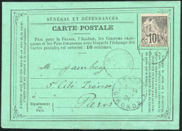 50 - 10c. Noir S/lilas Obl. S/carte Postale Du SENEGAL à Destination De PARIS. Cachet De Passage Par SEDHION, De GOREE ( - Altri & Non Classificati
