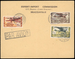 14+16+19 - Poste Aérienne. 1F.50 Noir Et Jaune-olive + 3F.75 Brun-rouge Et Vert-gris + 8F.50 Brun-rouge Et Jaune Foncé,  - Altri & Non Classificati