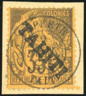 16 - 35c. Violet-noir S/jaune. Surcharge ''TAHITI'' De Haut En Bas. Obl. S/petit Fragment. TB. - Altri & Non Classificati