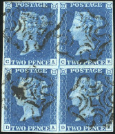 5 - 1840. 2d. Deep Blue. Plate 2. Imperf. A Block Of Four Lettered C-A C-B D-A D-B In A Lovely Deep Shade. Good To Large - Autres & Non Classés
