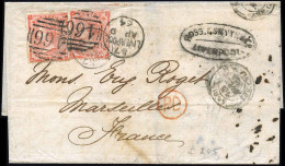80 - 4p. Pale Red X 2 On Letter Used From LIVERPOOL APRIL 9 1864 To MARSEILLE - FRANCE. Arrived On 12 Avril 1864. VF. - Autres & Non Classés