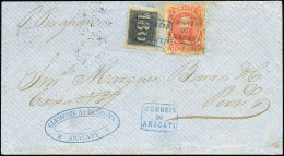 16+23 - 180r. Noir + 10r. Rouge Obl. Cachet Encadré "CORREIO DO ARACATI" S/lettre D'ARAGATY à Destination De PENAMBUCO A - Other & Unclassified