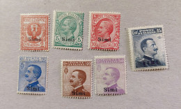 Stamps Greece ITALIAN OCCUPATION - ITALIAN POST 1912 "SIMI" Ovpt, Complete Set Of 7 Values, M. (Hellas 3XII/9XII).I - Dodécanèse
