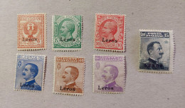 Stamps Greece ITALIAN OCCUPATION - ITALIAN POST 1912 "LEROS" Ovpt, Complete Set Of 7 Values, M. (Hellas 3VIII/9VIII). - Dodécanèse