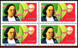 Ref. BR-2040-Q BRAZIL 1985 BARTHOLOMEU DE GUSMAO, INVENTOR, BALLOON, BLOCK MNH, FAMOUS PEOPLE 4V Sc# 2040 - Blocs-feuillets