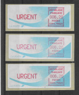 Frankreich 1988 Automatenmarken URGENT Mi.Nr. 9 3 Mal Postfrisch - 1988 Type « Comète »