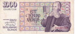BILLETE DE ISLANDIA DE 1000 KRONUR DEL AÑO 1961  (BANKNOTE) DIFERENTES FIRMAS - Islande