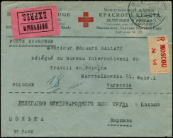 RUSSIE Poste LET - 397 + 403, Sur Enveloppe 19/8/28, Recommandée, à En-tête De La Croix-Rouge Pour Varsovie - Other & Unclassified