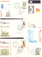 ESPAGNE -  5 DIFFERENTS DOCUMENTS PREMIERS VOLS POUR LA SUISSE  - POSTE AERIENNE - Briefe U. Dokumente