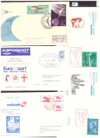 URSS + 1x RUSSIE -  5 DIFFERENTS DOCUMENTS PREMIERS VOLS POUR LA SUISSE  - POSTE AERIENNE - Lettres & Documents