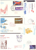 URSS + 2x RUSSIE -  5 DIFFERENTS DOCUMENTS PREMIERS VOLS POUR LA SUISSE  - POSTE AERIENNE - Lettres & Documents