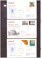 PAYS DES BALKANS - 6 DIFFERENTS DOCUMENTS PREMIERS VOLS POUR LA SUISSE  - POSTE AERIENNE - Airmail
