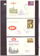 YOUGOSLAVIE - 6 DIFFERENTS DOCUMENTS PREMIERS VOLS POUR LA SUISSE  - POSTE AERIENNE - Airmail