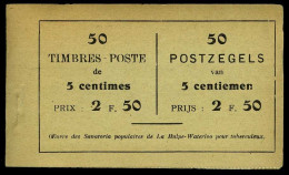 België Boekje A13d(b) - Volledig - Groen Kaftje - 50 Zegels - Doorschijnende Schutblaadjes - 1914  - Zeer Mooi - 1907-1941 Anciens [A]