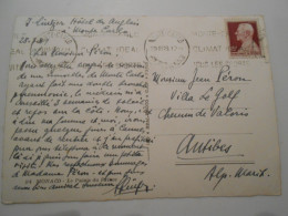 Monaco , Carte De Monte-carlo 1949 Pour Antibes - Covers & Documents