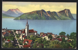 AK Vitznau, Ortsansicht Mit Kirche Aus Der Vogelschau - Vitznau