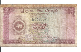 SRI LANKA (CEYLON)  2 RUPEES 1959 VG++ P 57 A - Sri Lanka