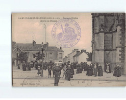 SAINT PHILBERT DE GRAND LIEU : Place De L'Eglise, Sortie De Messe - état - Saint-Philbert-de-Grand-Lieu