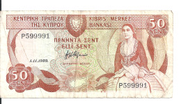 CHYPRE 50 CENTS 1989 VF P 52 - Cyprus