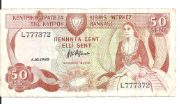 CHYPRE 50 CENTS 1988 VF P 52 - Cyprus