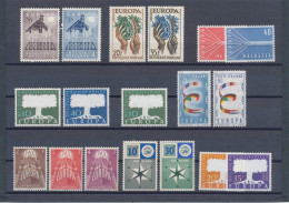 1957 Europa Cept, Annata Completa, Francobolli Nuovi, 8 Paesi 18 Valori, MNH** - Volledig Jaar